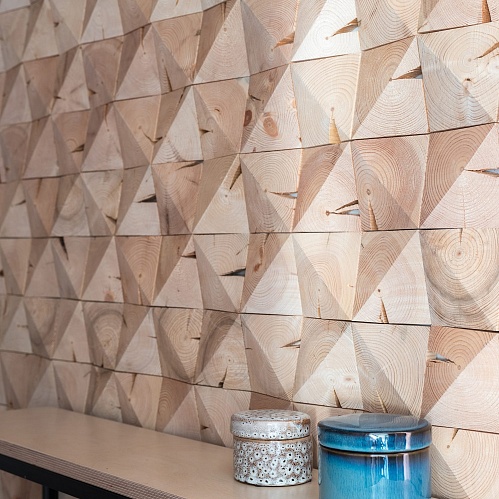 Фото товара стеновые панели Flitch Деревянная плитка торцевая из старых брёвен